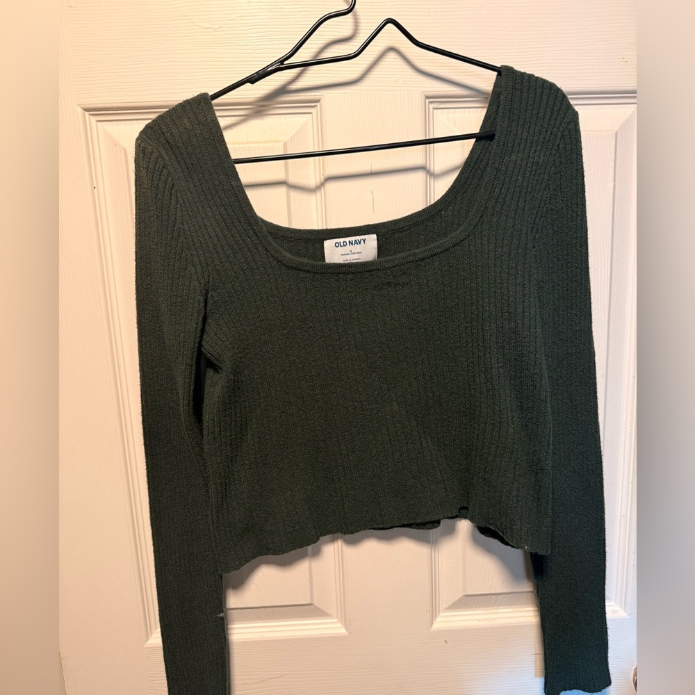 Old Navy Women's Dark Green Ribbed Crop Top